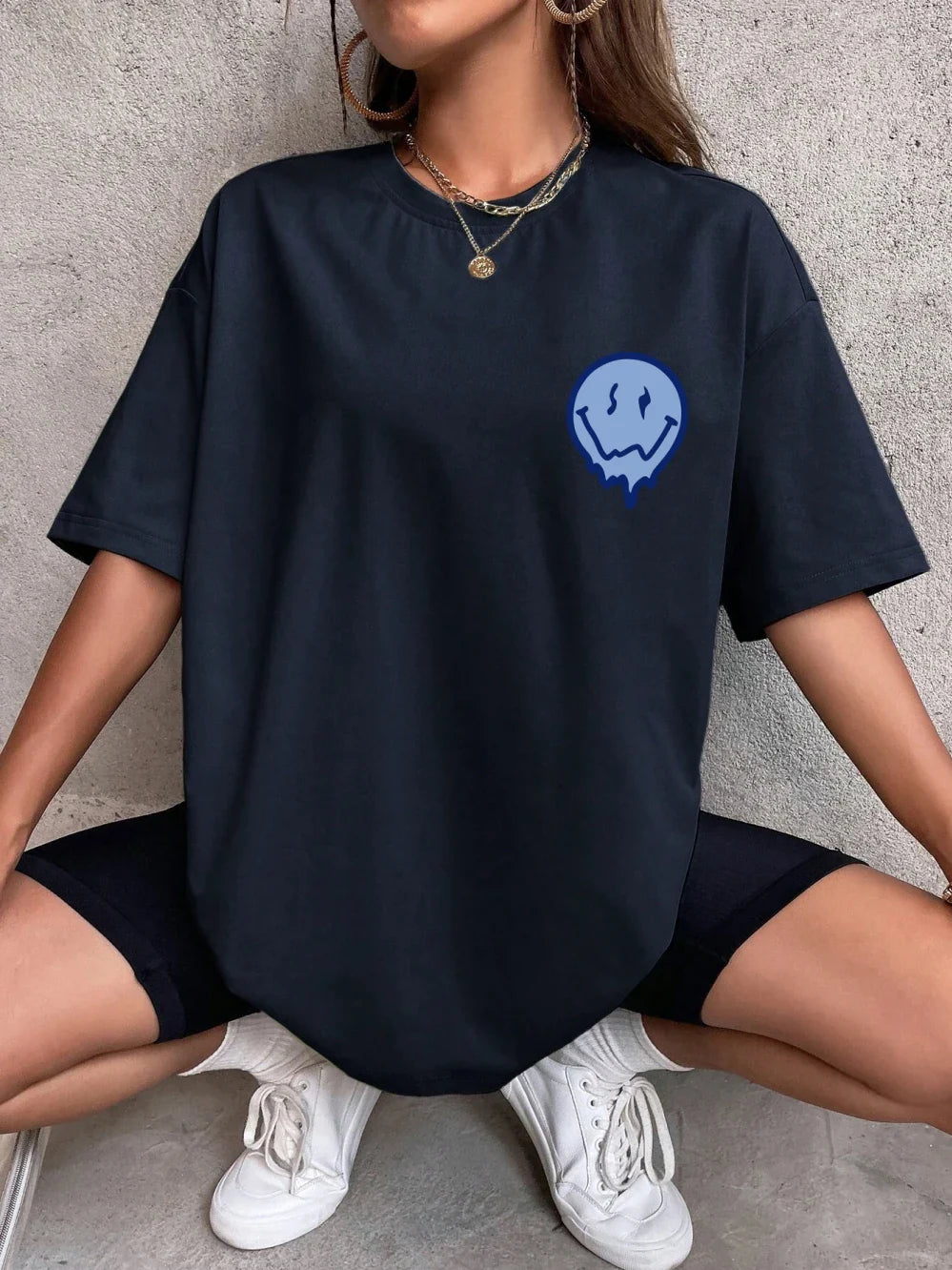 Enjoy The Little Things Slogan Printed Oversized Cotton T-Shirt for Women Casual Streetwear Loose Fit Short Sleeve Top