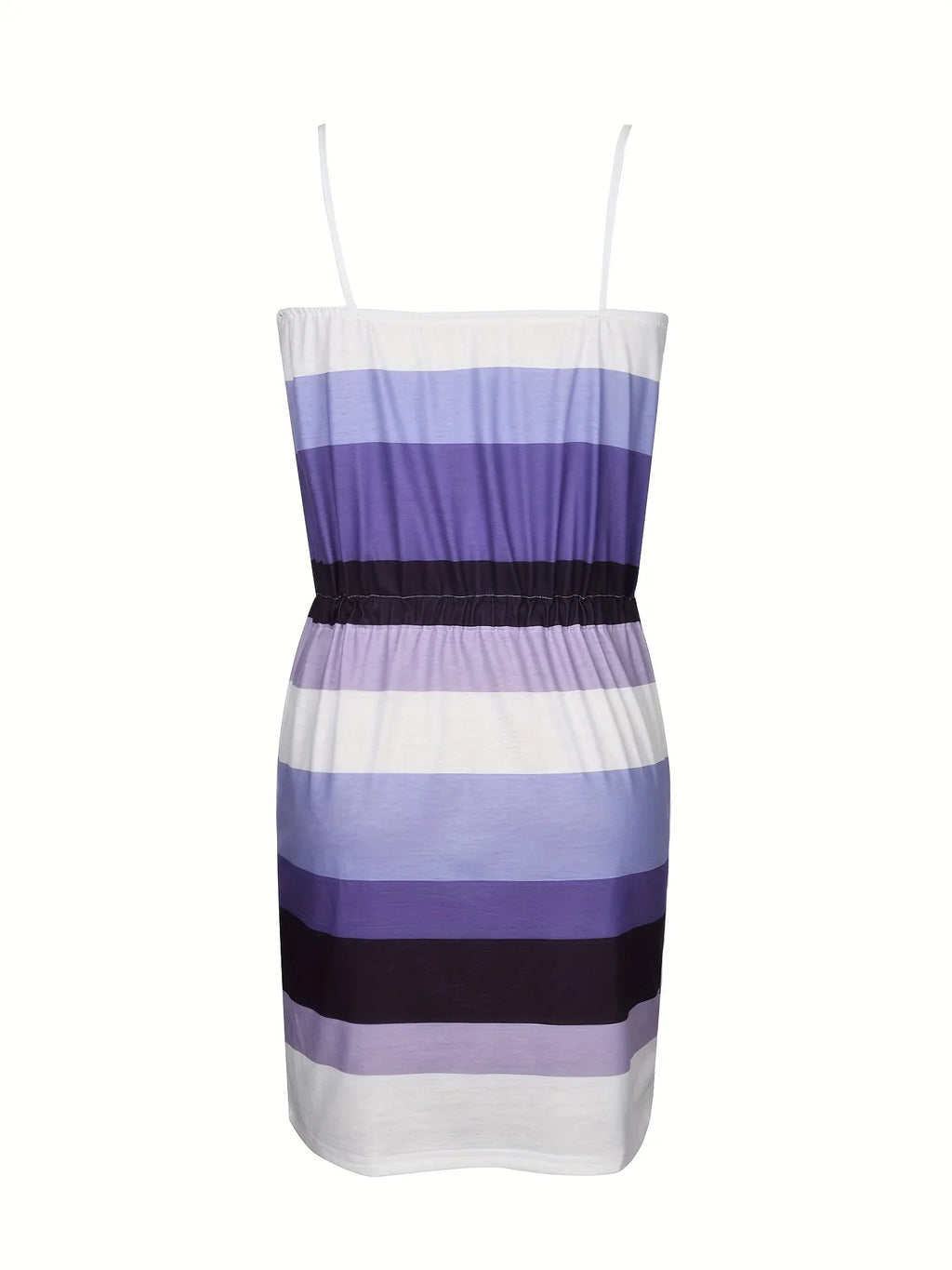 Elegant Sleeveless Summer Dress for Women with V-Neck and Spaghetti Straps, Casual Short Beach Sundress with Striped Print, Perfect for Vacation and Daily Wear