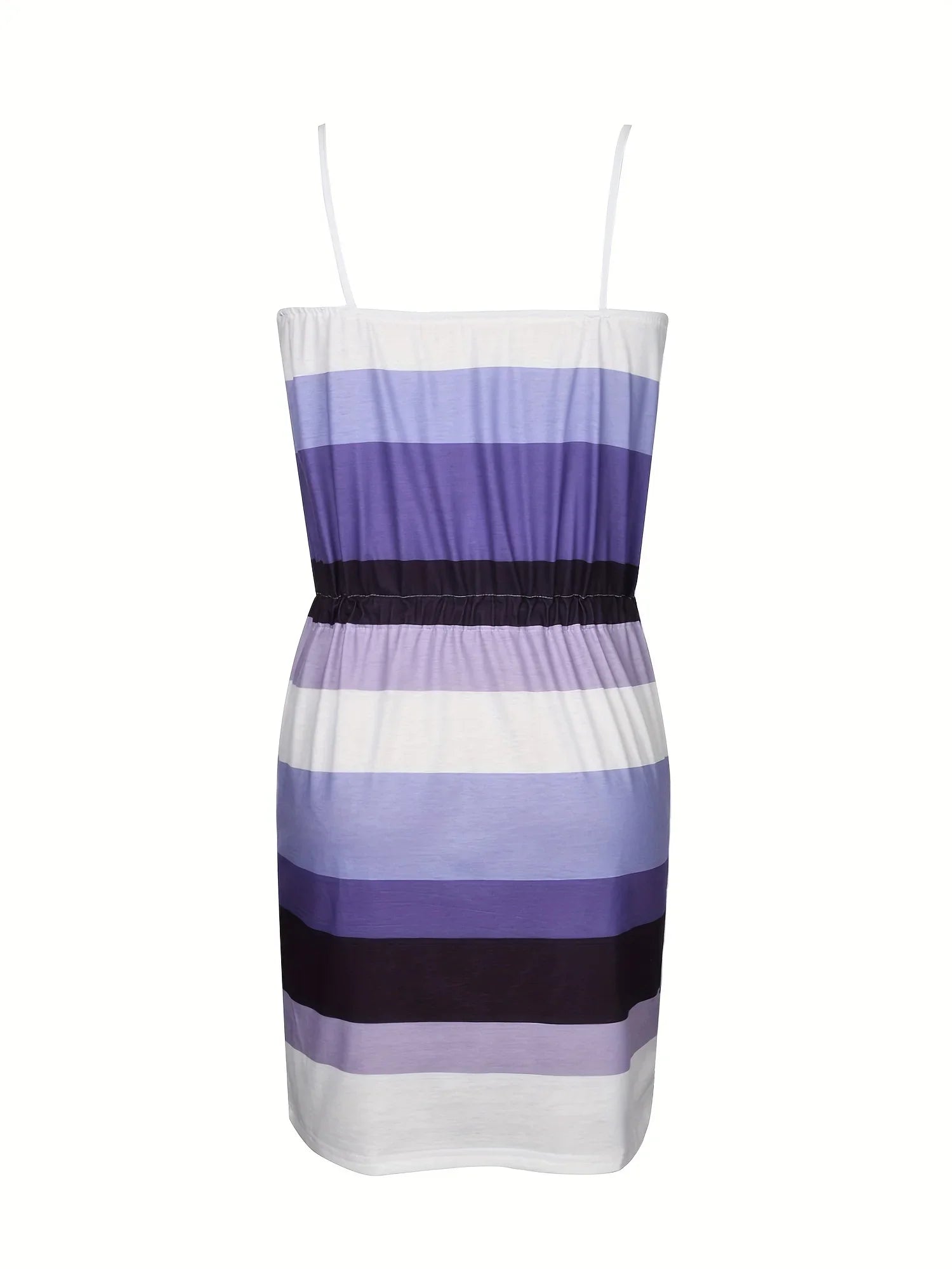 Elegant Sleeveless Summer Dress for Women with V-Neck and Spaghetti Straps, Casual Short Beach Sundress with Striped Print, Perfect for Vacation and Daily Wear