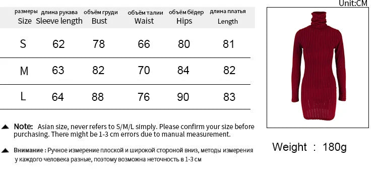 Elegant Autumn Winter Long Sleeve Turtleneck Mini Dress for Women Casual Slim Fit Streetwear Fashion