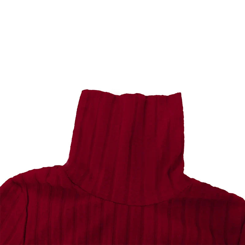 Elegant Autumn Winter Long Sleeve Turtleneck Mini Dress for Women Casual Slim Fit Streetwear Fashion