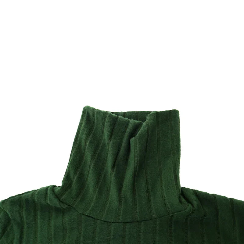 Elegant Autumn Winter Long Sleeve Turtleneck Mini Dress for Women Casual Slim Fit Streetwear Fashion