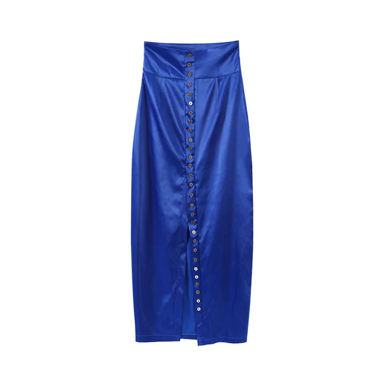 Elegant Satin Tank Top and High Collar Sleeveless Vest with Hip Hugging Mini Skirt Two Piece Summer Outfit for Women