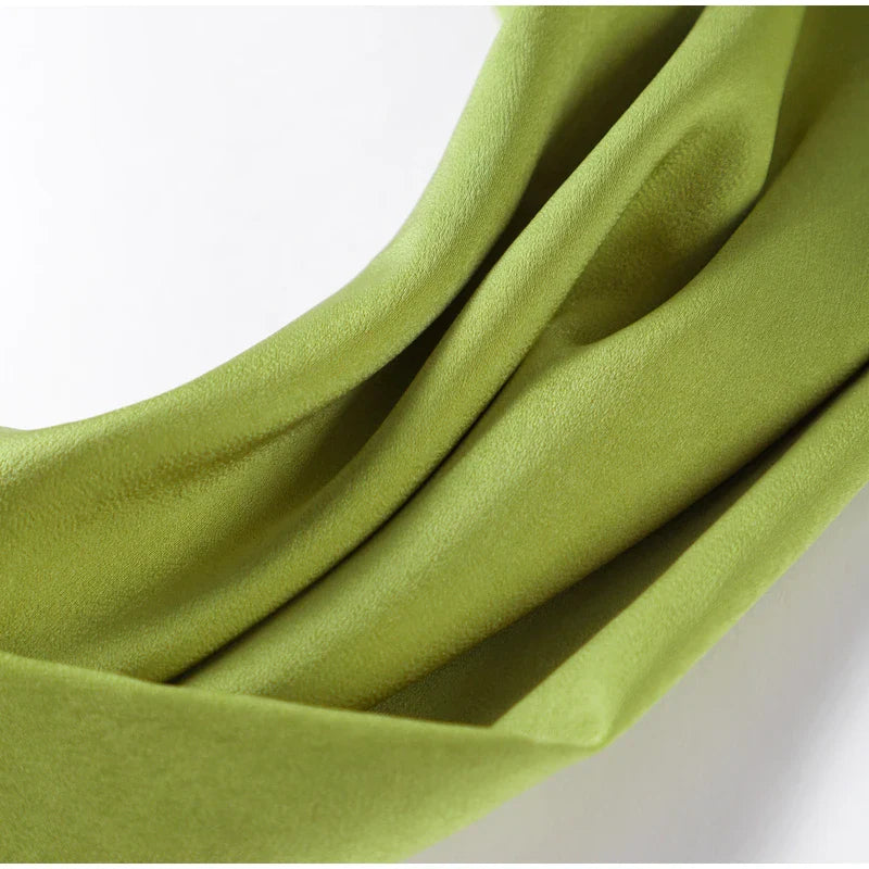 Elegant Satin Ribbon Party Dress for Women with Halter Neck and Backless Design, Sleeveless Solid Gown for Summer Events