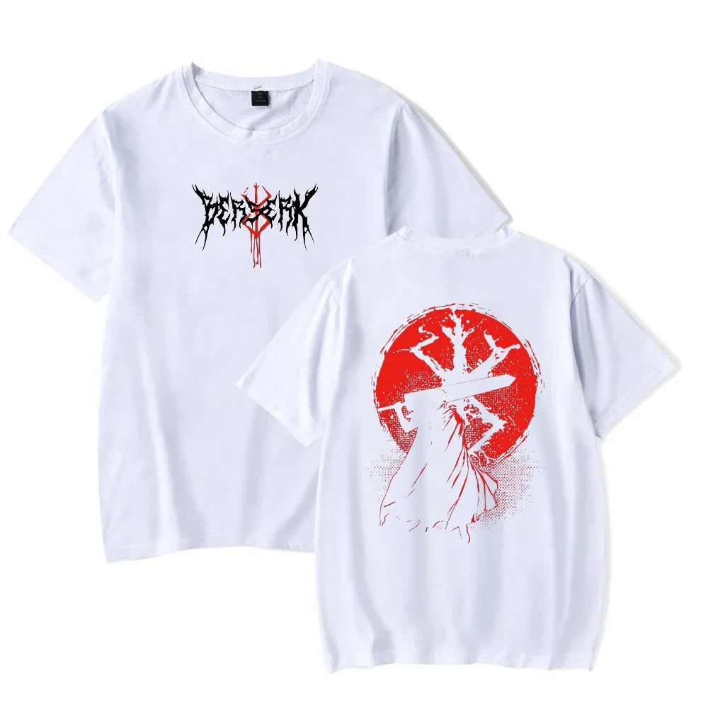 Anime Berserk Guts Acid Washed Vintage Graphic T Shirt Casual Cotton Short Sleeve Tee for Men and Women Unisex Harajuku Style