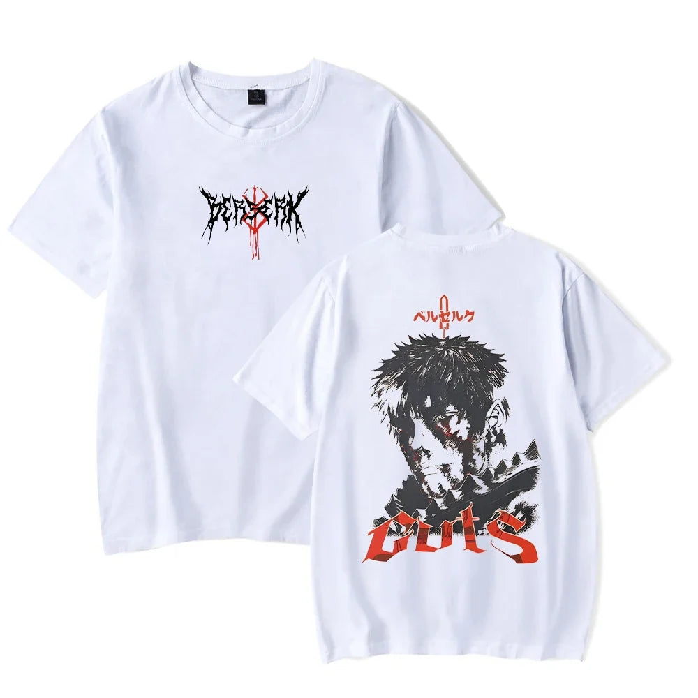 Anime Berserk Guts Acid Washed Vintage Graphic T Shirt Casual Cotton Short Sleeve Tee for Men and Women Unisex Harajuku Style