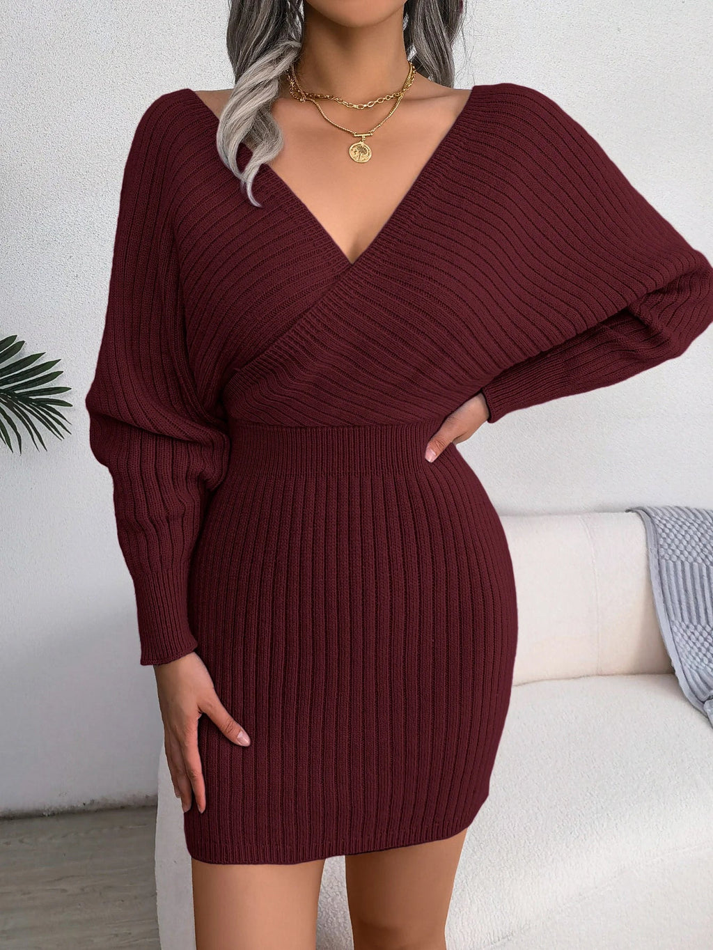 Bodycon Sweater Dresses for Women Long Sleeve Knitted Casual Fall and Winter Dress in White Green Blue Black Purple