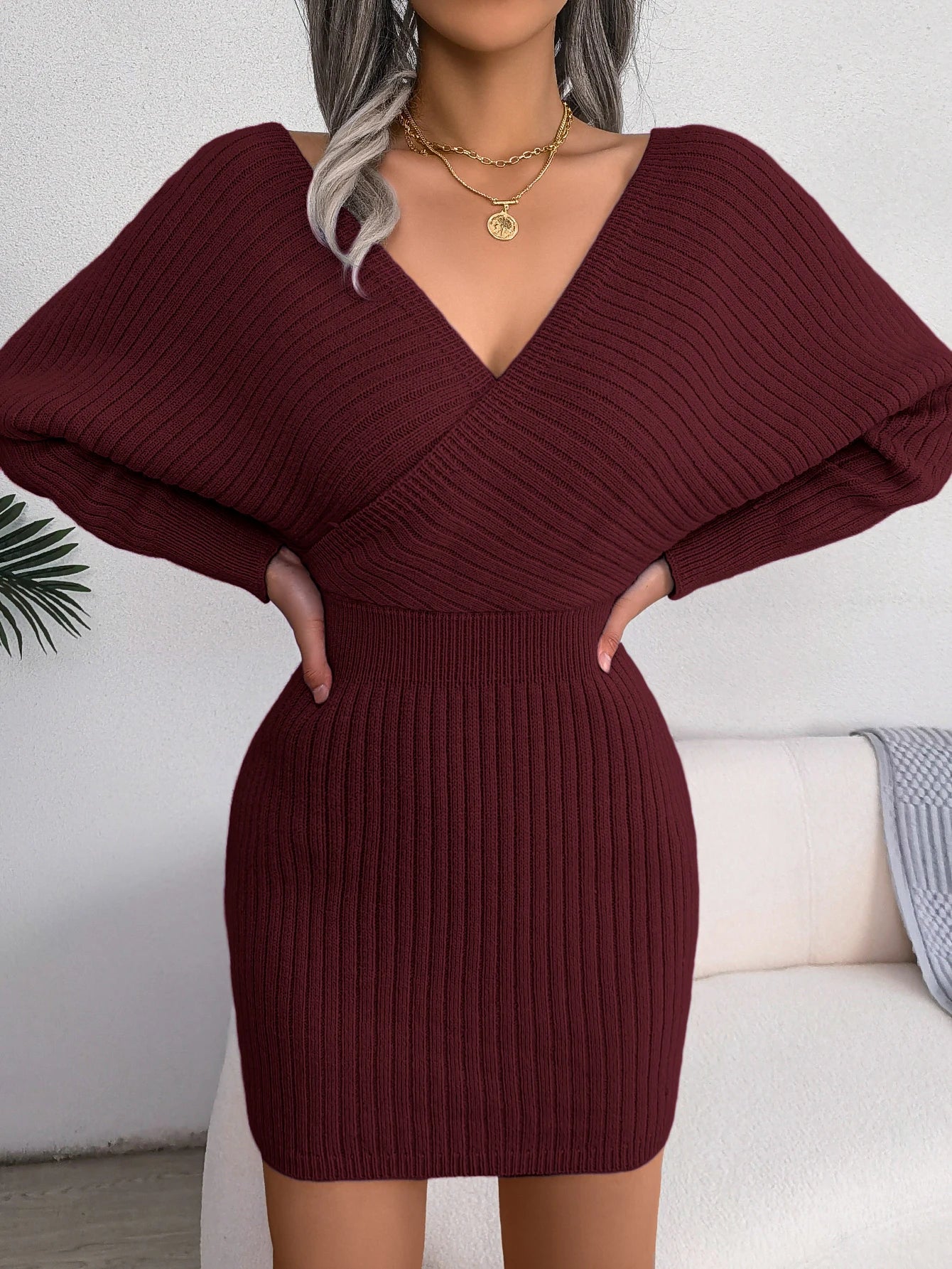 Bodycon Sweater Dresses for Women Long Sleeve Knitted Casual Fall and Winter Dress in White Green Blue Black Purple