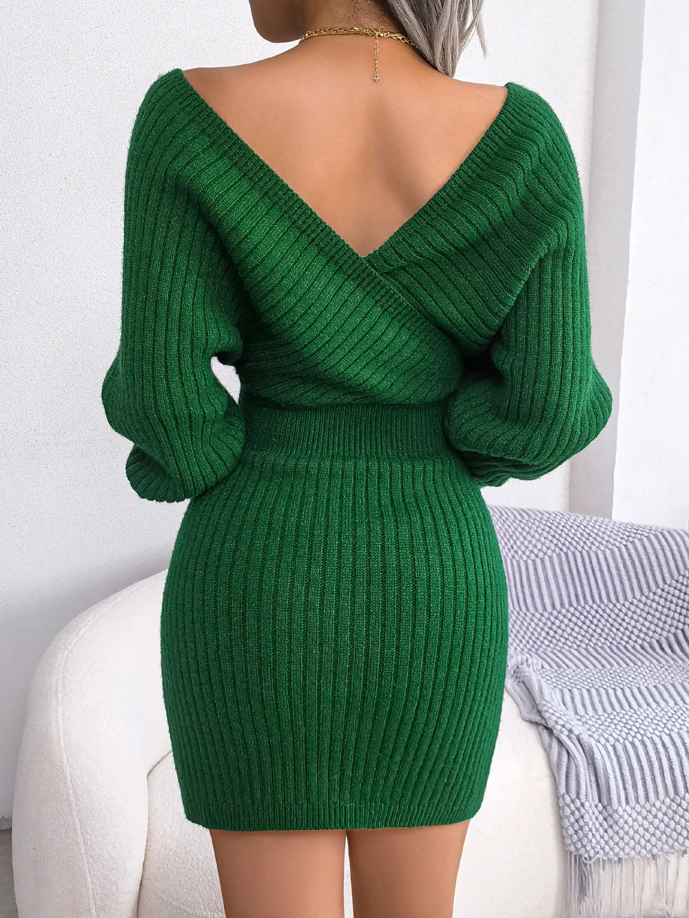 Bodycon Sweater Dresses for Women Long Sleeve Knitted Casual Fall and Winter Dress in White Green Blue Black Purple