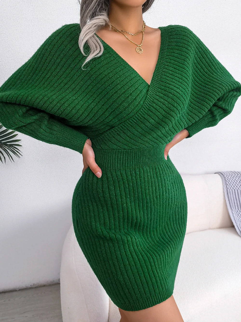 Bodycon Sweater Dresses for Women Long Sleeve Knitted Casual Fall and Winter Dress in White Green Blue Black Purple