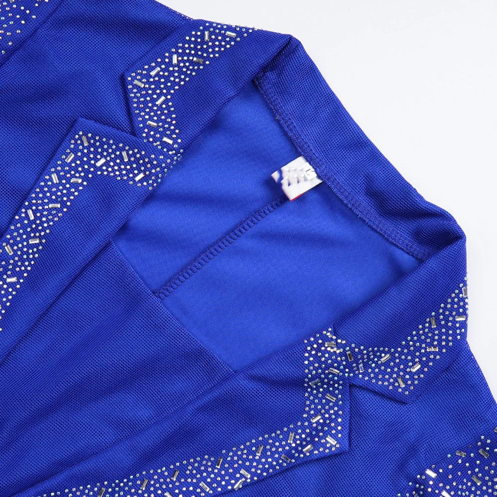 Elegant African Dress for Women with Square Neck Diamond Embellishments Full Sleeve Belted Waist Side Split Floor Length Evening Gown