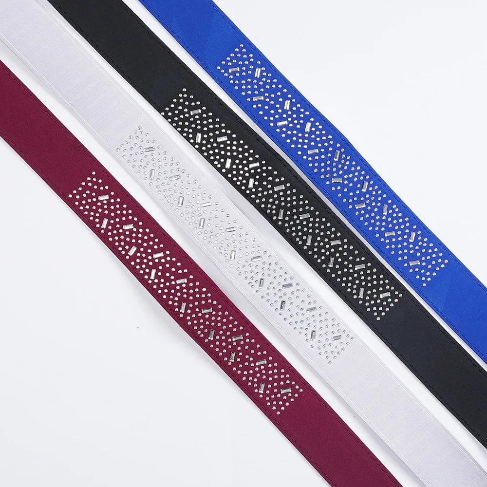 Elegant African Dress for Women with Square Neck Diamond Embellishments Full Sleeve Belted Waist Side Split Floor Length Evening Gown