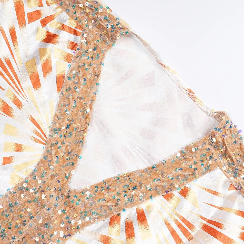 Elegant Muslim Party Dress Women Long V Neck Batwing Sleeve Sequined Loose Evening Gown for Birthdays and Special Occasions