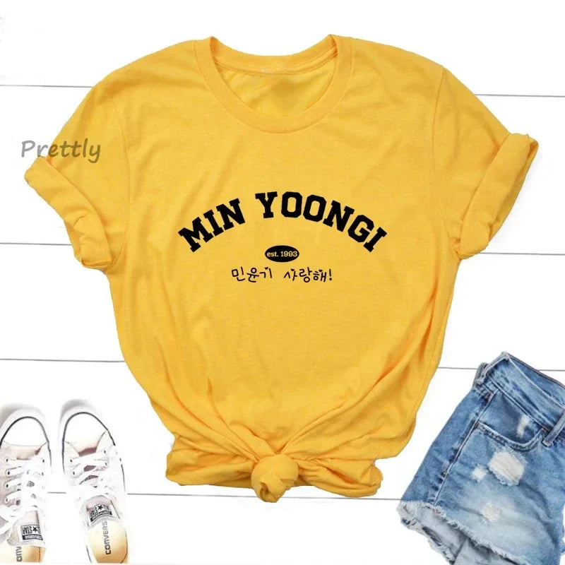 Suga Agust D Min Yoongi K-Pop Fan Graphic Printed Harajuku Style Casual Female Y2K Fashion Tee Shirt