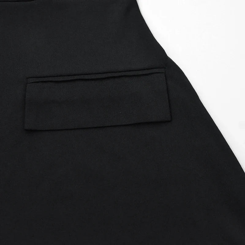 Elegant Black A-Line Mini Dress for Women Summer Short Sleeve Casual and Party Wear Slim Fit Fashionable Streetwear