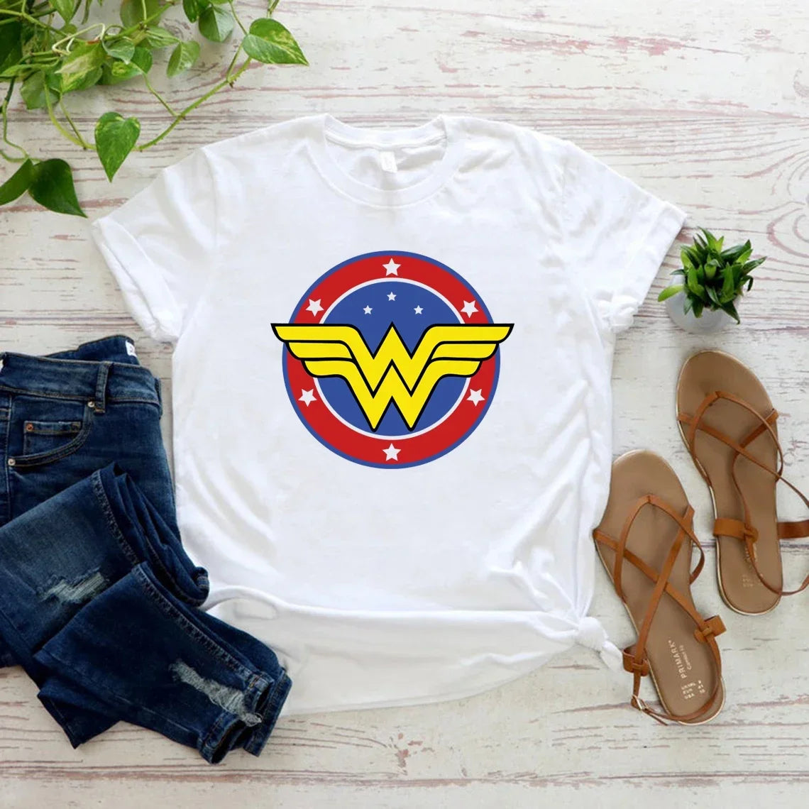 Wonder Mom Feminist Girl Power T-Shirt Superhero Mom Plus Size Womens Pattern Short Sleeve O-Neck Tee