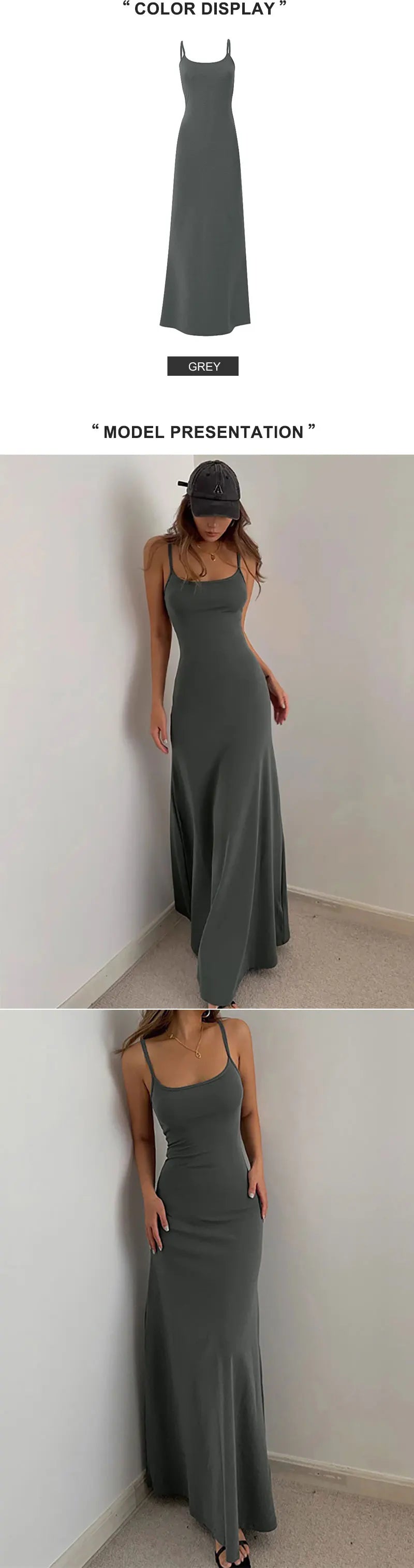 Elegant Backless Suspender Maxi Dress for Women with Slim Silhouette and Versatile Strapless Design