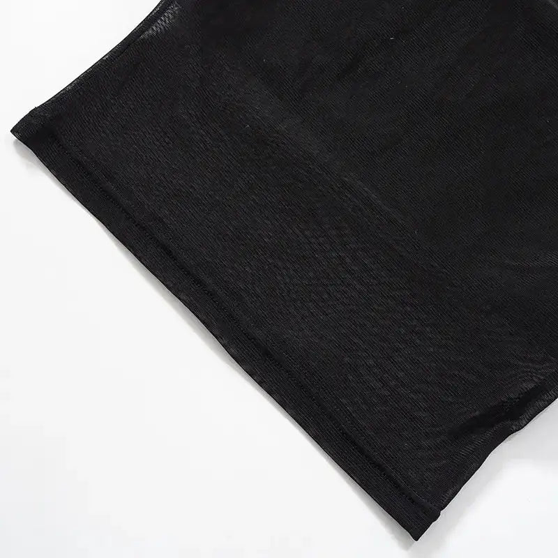 Mesh Corset Black Crop Top for Women Patchwork Tube Top Sexy Sleeveless Off Shoulder Slim Strapless Summer Cami Streetwear Tank Top