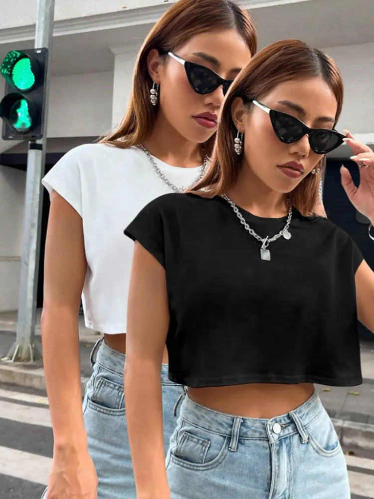 Solid Batwing Sleeve Crop Tee Women's Graphic Round Neck Sports Casual Workout Running Activewear Top