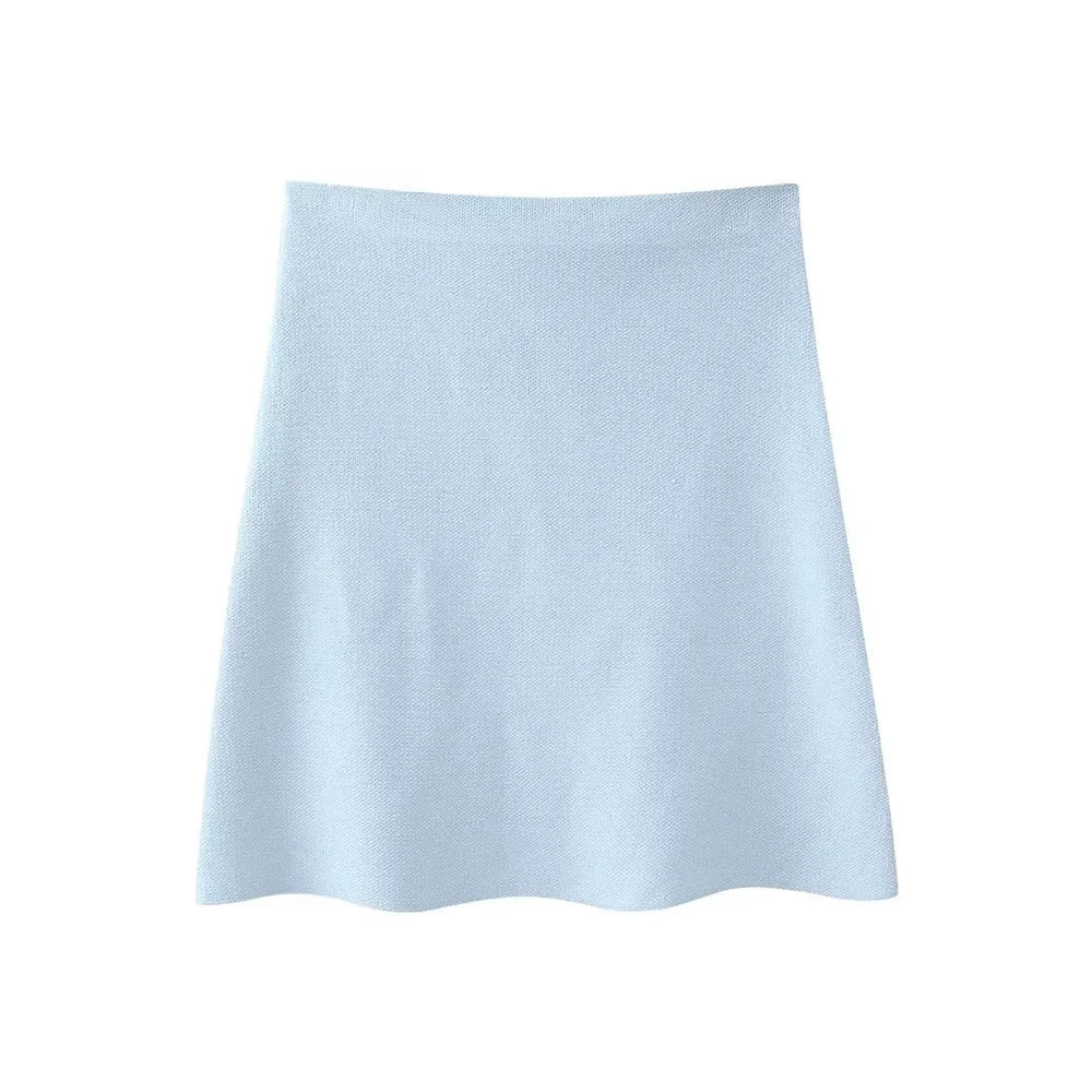 Women's Fashionable Knitted Slim Fit Jacket and Skirt Set Lightweight Casual Two-Piece Outfit for Spring and Summer