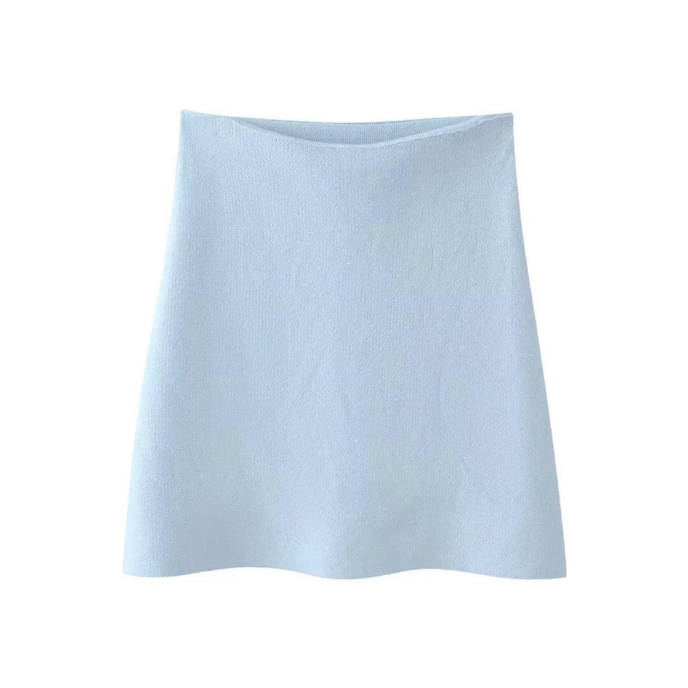 Women's Fashionable Knitted Slim Fit Jacket and Skirt Set Lightweight Casual Two-Piece Outfit for Spring and Summer