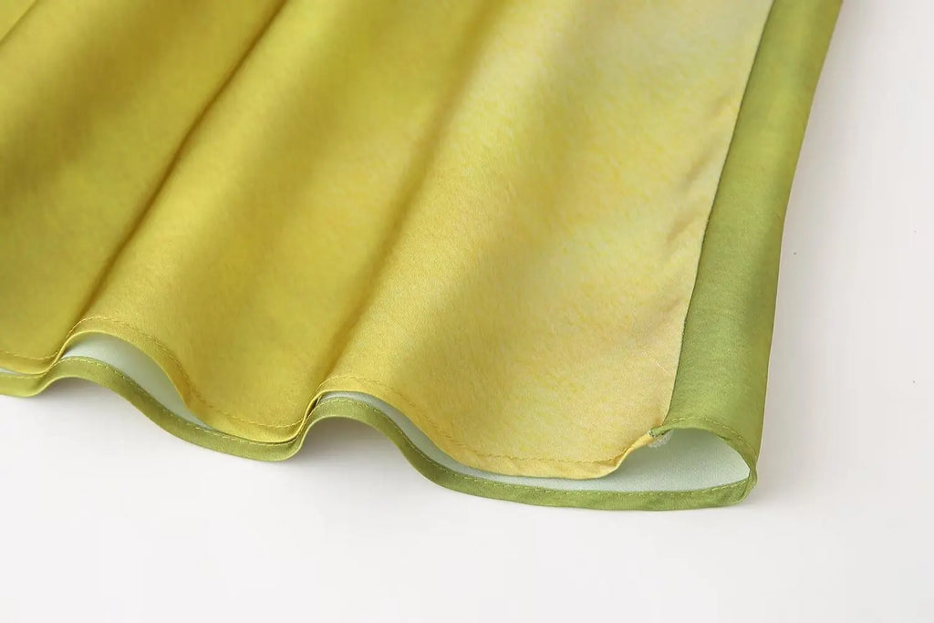 Asymmetrical Tie-Dye Gradient Satin Dress for Women Long Dress Street Style Fashion Summer Elegant Wear