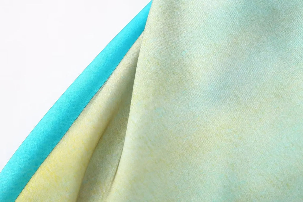 Asymmetrical Tie-Dye Gradient Satin Dress for Women Long Dress Street Style Fashion Summer Elegant Wear