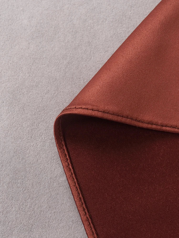 Elegant Satin Party Dress with Split Spaghetti Straps Ruching and High Waist Design for Women