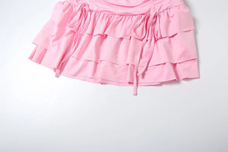 Women's Sexy 2 Piece Set Halter Swing Collar Tank Top with Tiered Skirt Matching Beach Party Vacation Outfit Elegant Clubwear