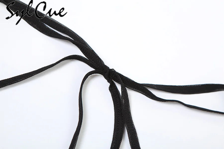 Elegant Women's Short Neck Ruffled Tassel Dress with Sweet Gentle Sexy Mature Charm for Party and Special Occasions