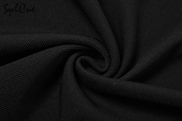 Black Mysterious Lace Stitching Long Sleeve Short Dress with Fishbone Detailing for Elegant and Sexy Winter Wear