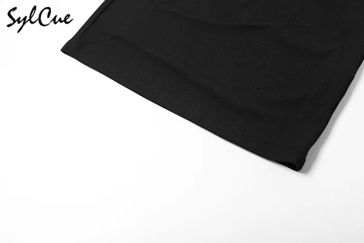 Black Mysterious Lace Stitching Long Sleeve Short Dress with Fishbone Detailing for Elegant and Sexy Winter Wear