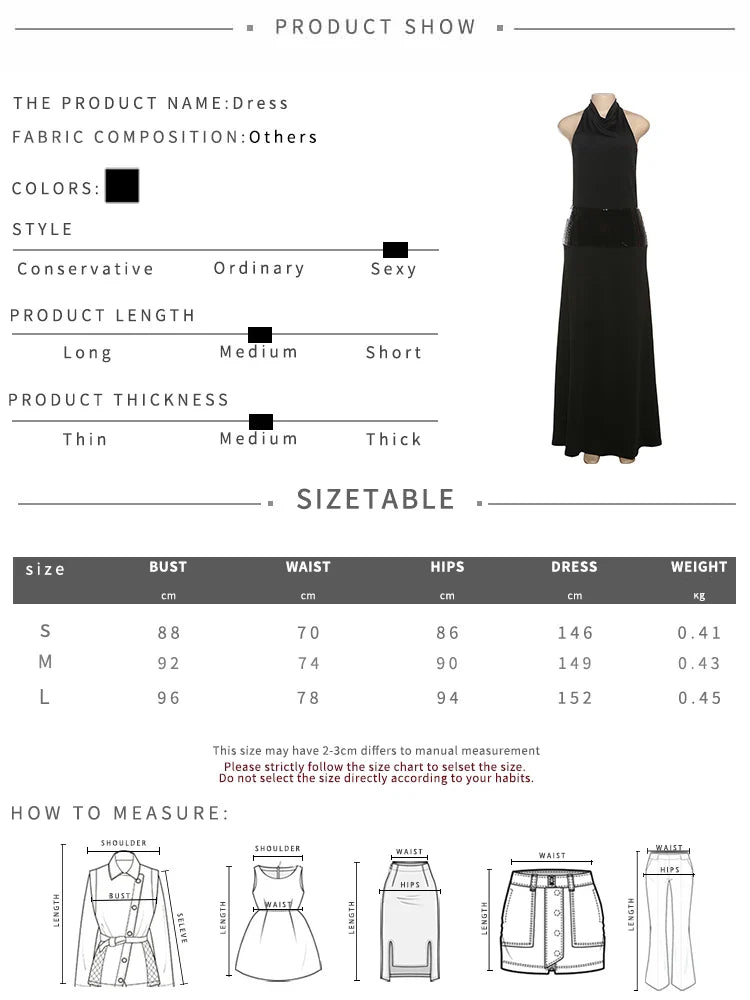 Elegant Backless Sequin Dress for Women with Halter Neck and Pile Collar, Slim Fit Summer Evening Gown