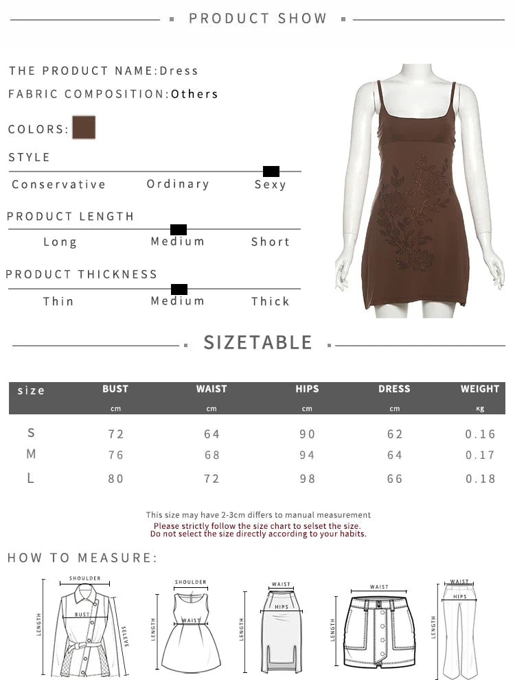 Elegant Backless Sundress with Fake Diamond Stickers and Floral Details for Sexy Summer Wear