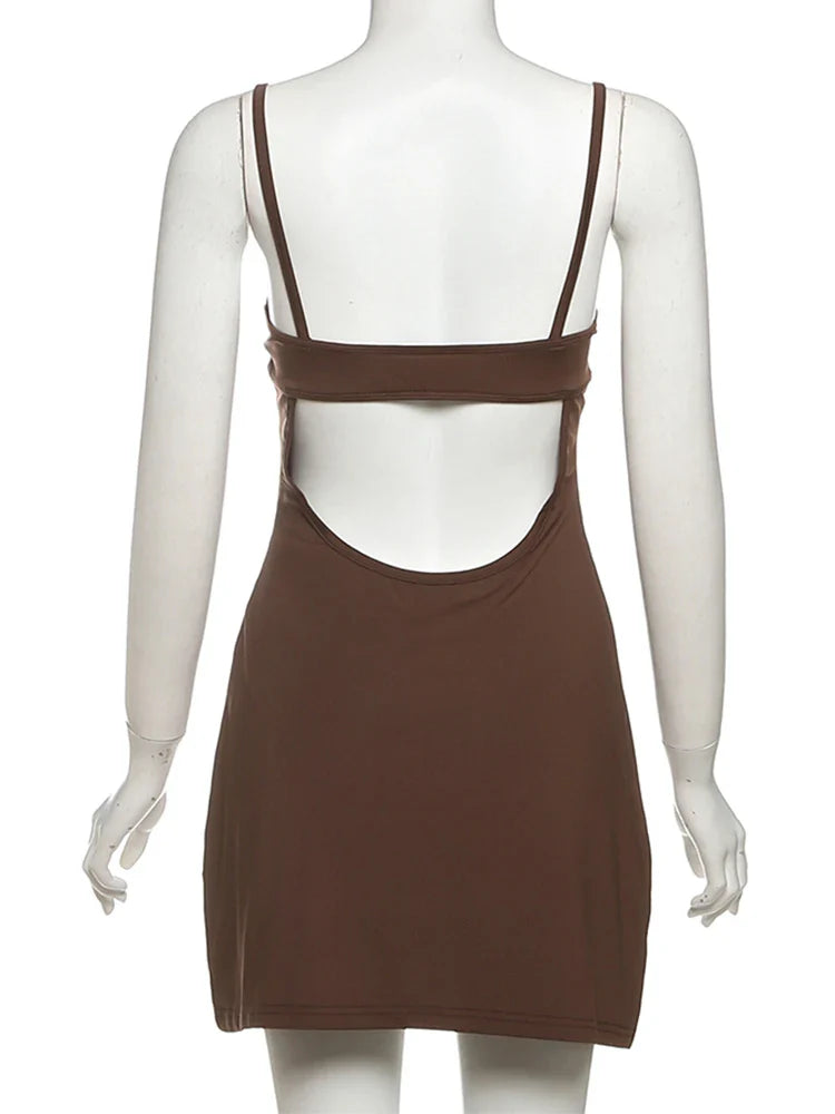 Elegant Backless Sundress with Fake Diamond Stickers and Floral Details for Sexy Summer Wear