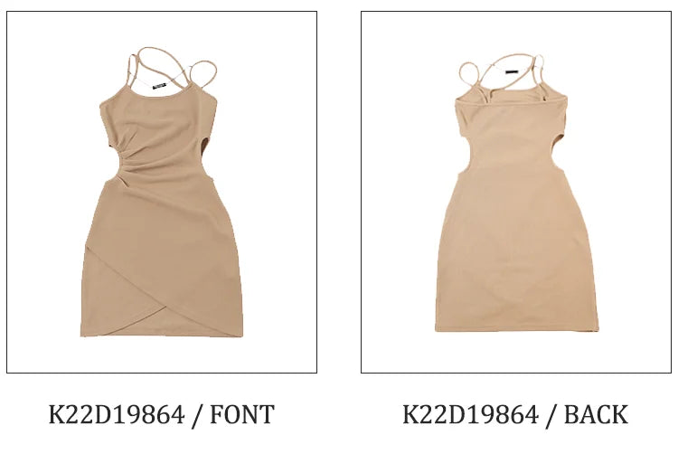 Summer Women Hollow Suspender Dress with Knitted Elastic Fit and Sexy Midnight Style