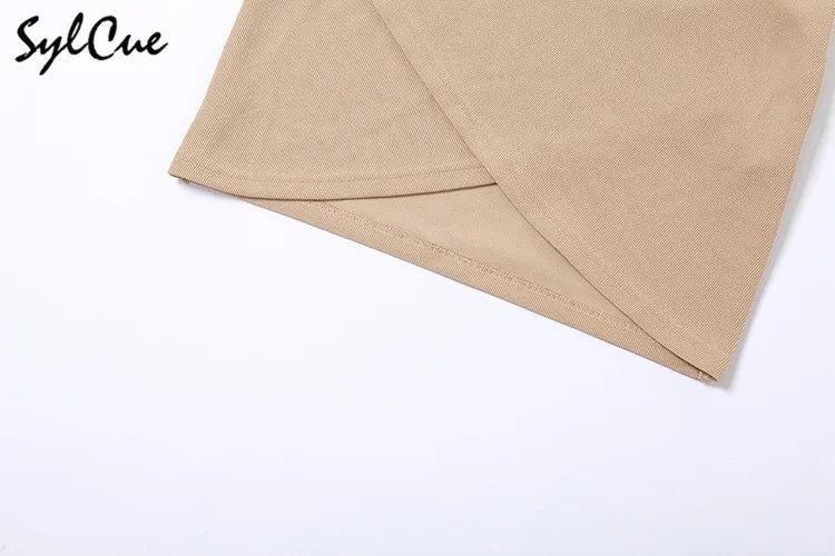 Summer Women Hollow Suspender Dress with Knitted Elastic Fit and Sexy Midnight Style