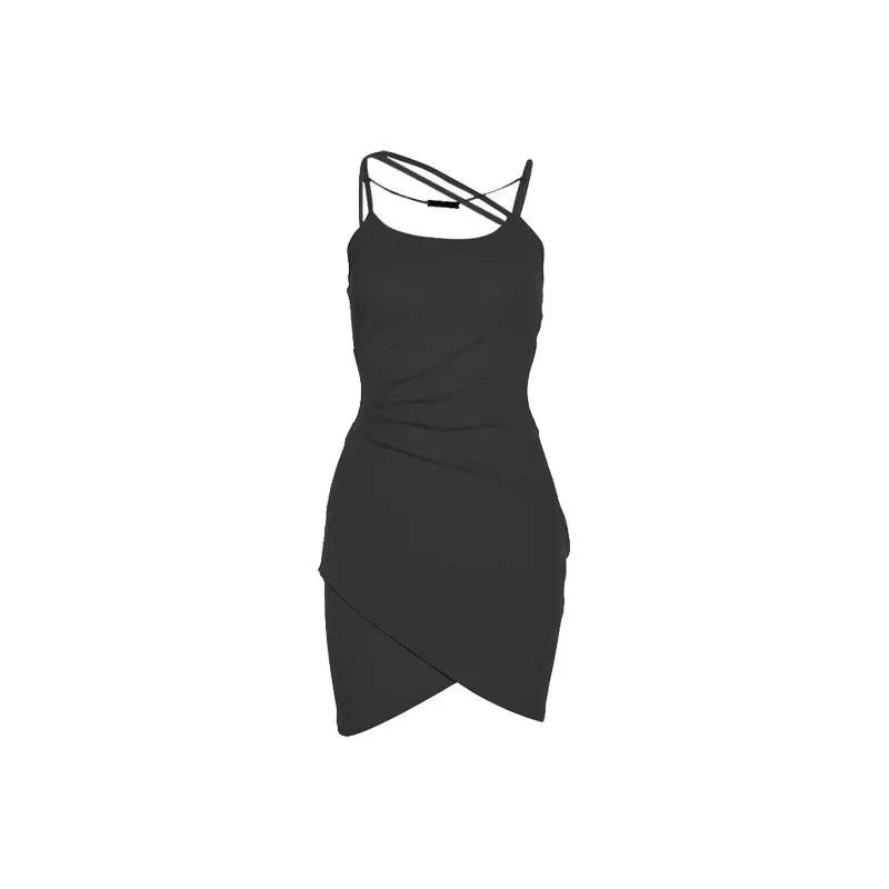 Summer Women Hollow Suspender Dress with Knitted Elastic Fit and Sexy Midnight Style
