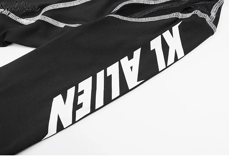 Mesh Colorblock Half Turtleneck Letter Print Long Sleeve Topstitching Bottoming Shirt for Women