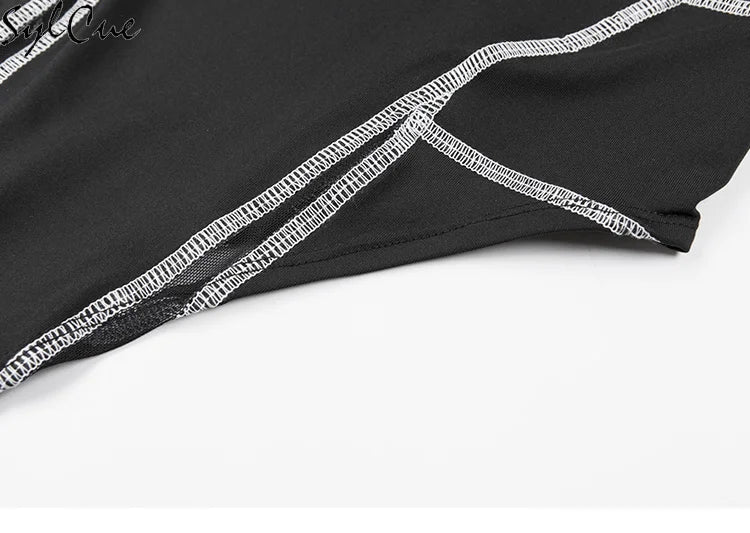 Mesh Colorblock Half Turtleneck Letter Print Long Sleeve Topstitching Bottoming Shirt for Women