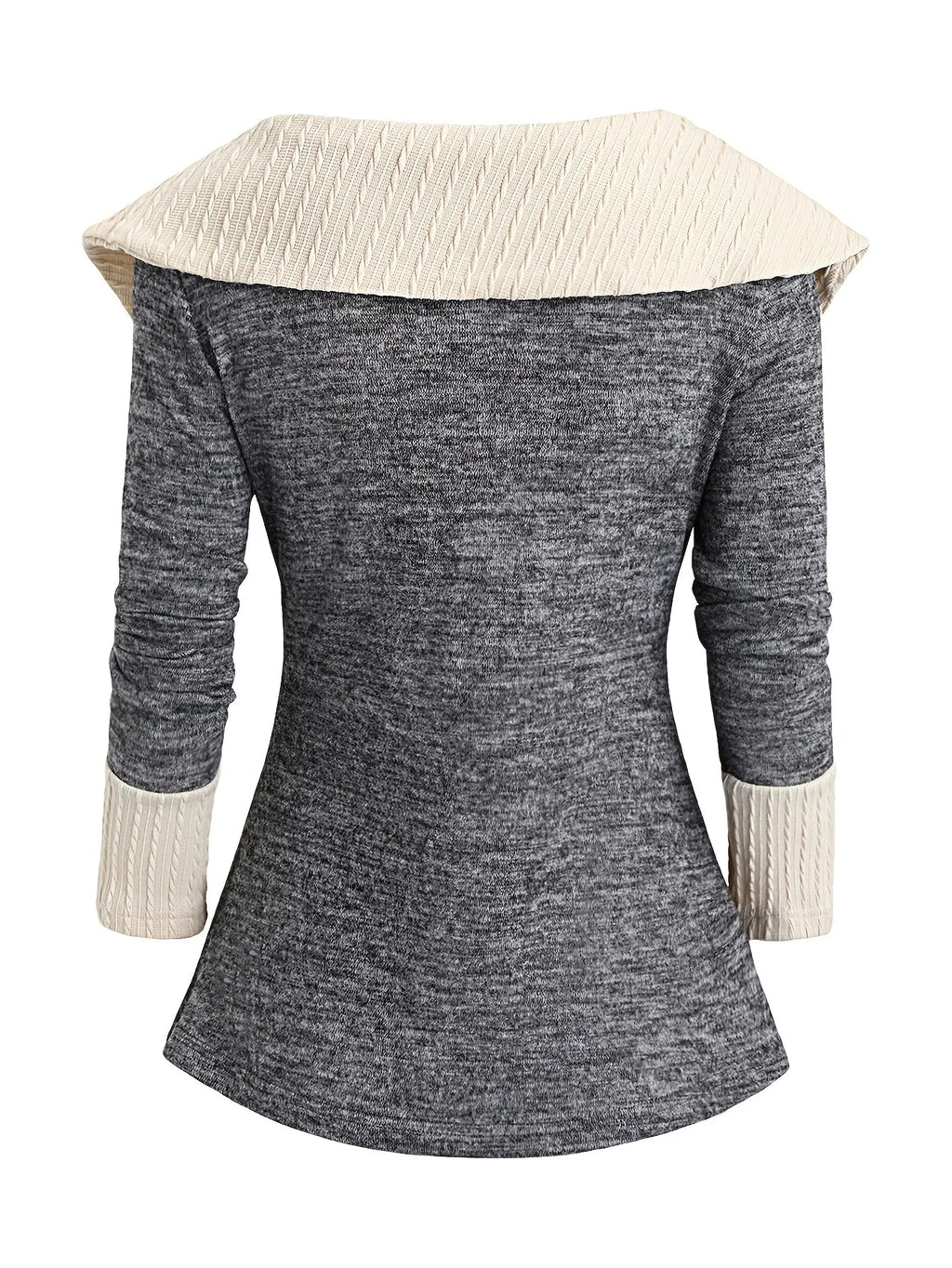 Lace-Up Decoration Lapel Collar Imitation Button Hem Long Sleeve Autumn Winter Shirt