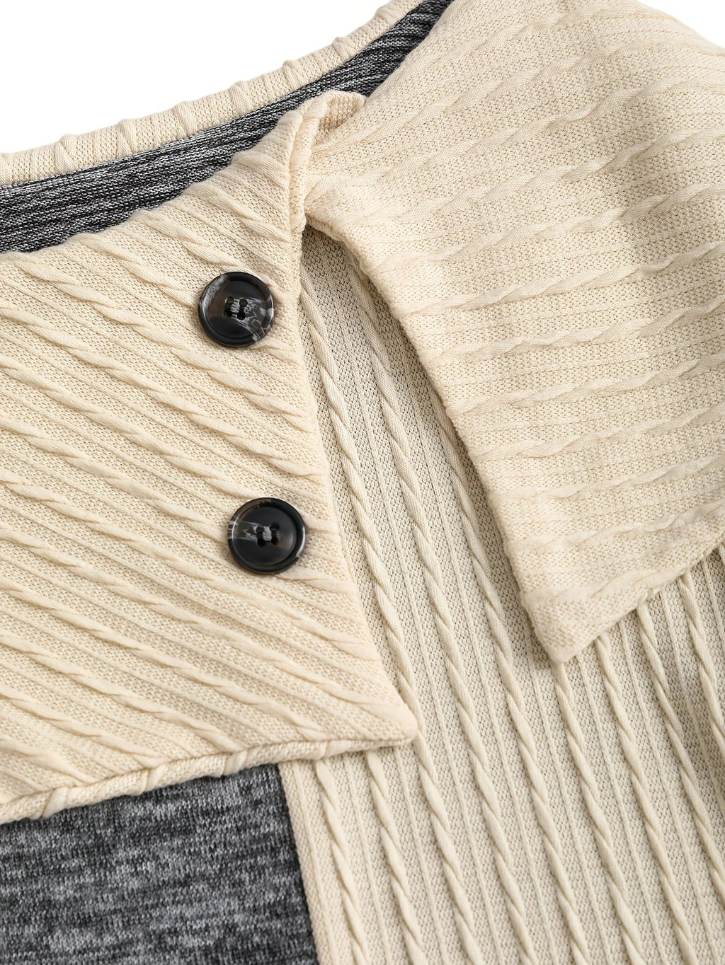 Lace-Up Decoration Lapel Collar Imitation Button Hem Long Sleeve Autumn Winter Shirt