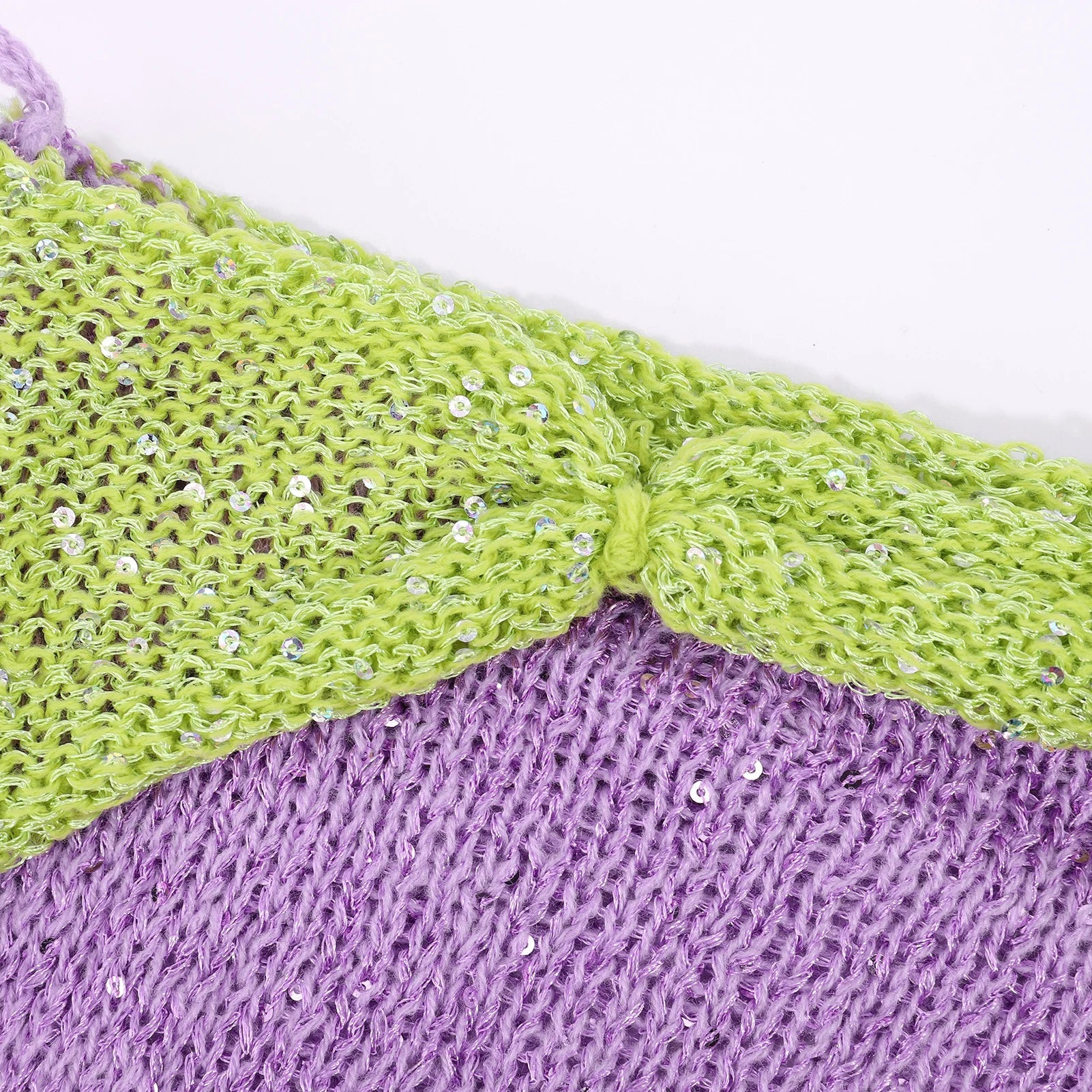 Women Knitted Sequined 3 Piece Skirt Set with Halter Bra Top Cardigan Mini Skirt Hollow Out Navel Exposed Summer Clubwear Dress