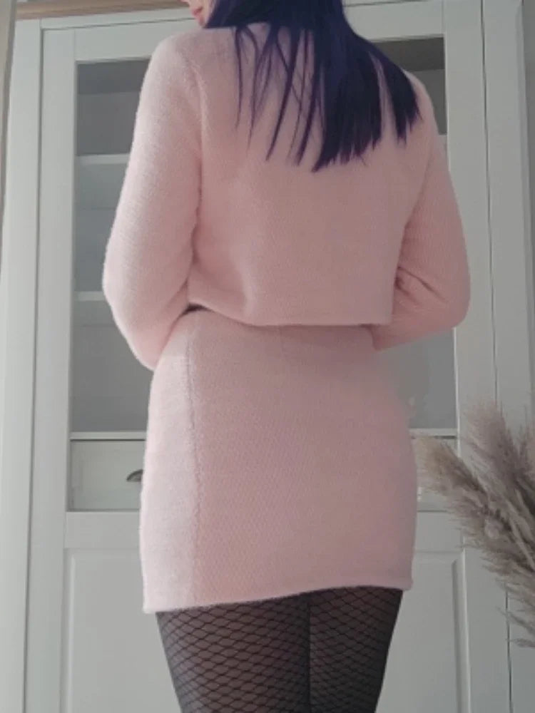 Chic Spring Summer Two-Piece Tweed Suit for Women with Mini Skirt Casual Elegant Korean Fashion Set