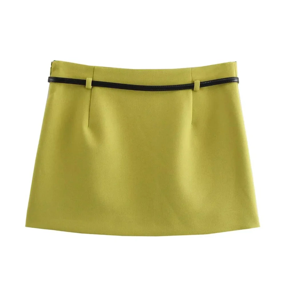 Chic Autumn Belted Suit Set with Elegant Niche Temperament Half Skirt for Stylish Layered Looks