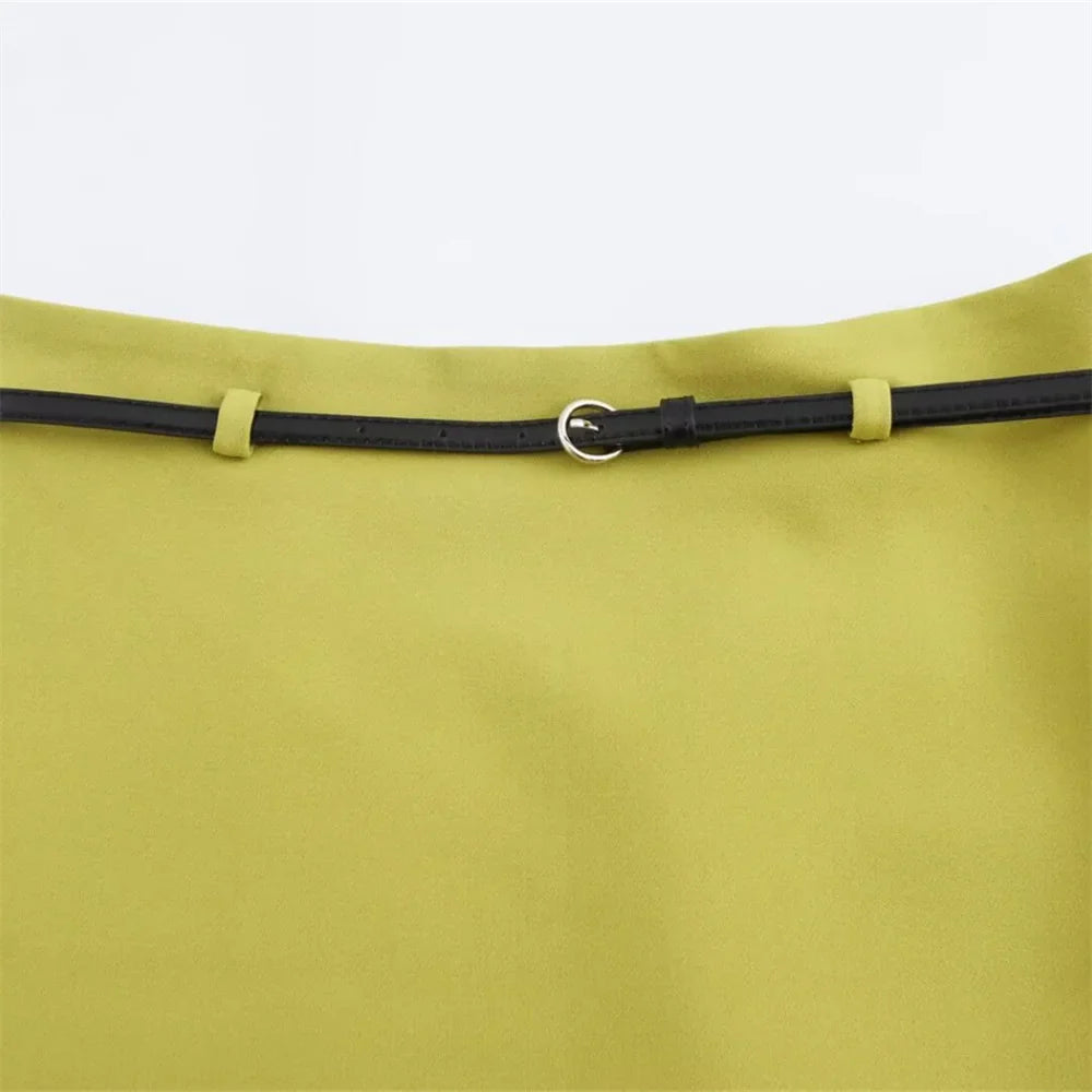 Chic Autumn Belted Suit Set with Elegant Niche Temperament Half Skirt for Stylish Layered Looks