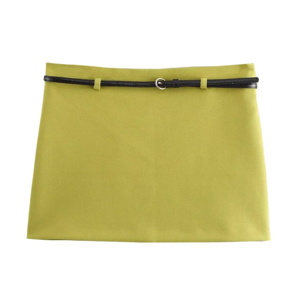 Chic Autumn Belted Suit Set with Elegant Niche Temperament Half Skirt for Stylish Layered Looks