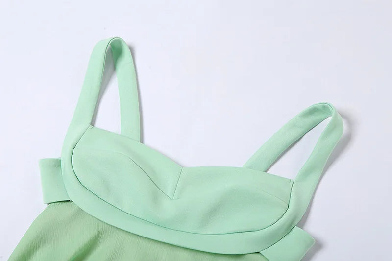 Elegant Solid Color Cutout Slim Sling Dress with Sexy Backless Design and Ruffle Details for Women