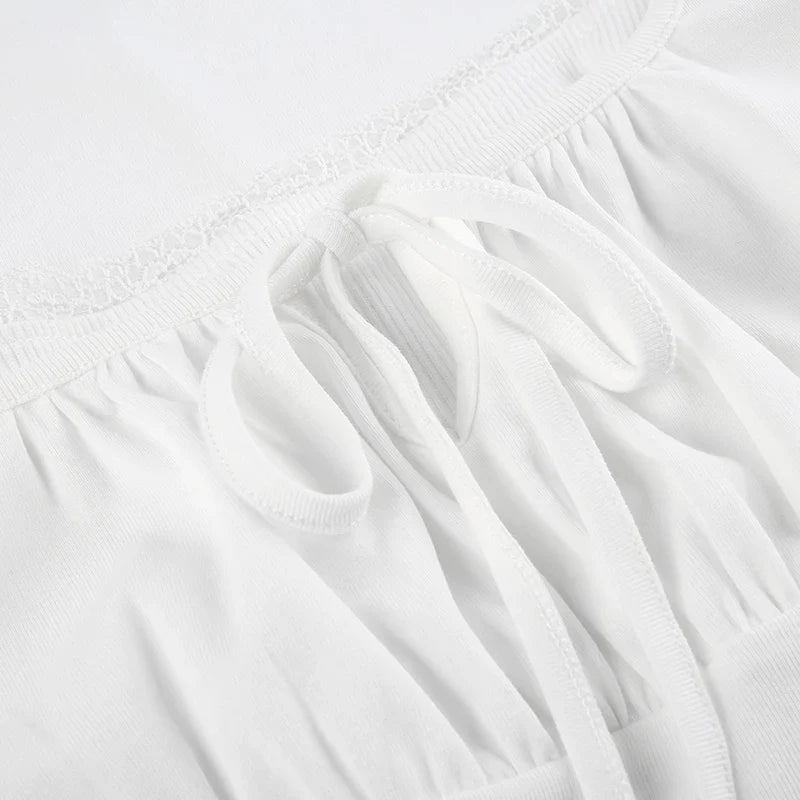 Lace Stitching Kawaii Long Sleeve T-Shirt for Women Slim Fit Casual Square Collar Basic Pullover Top for Spring and Autumn