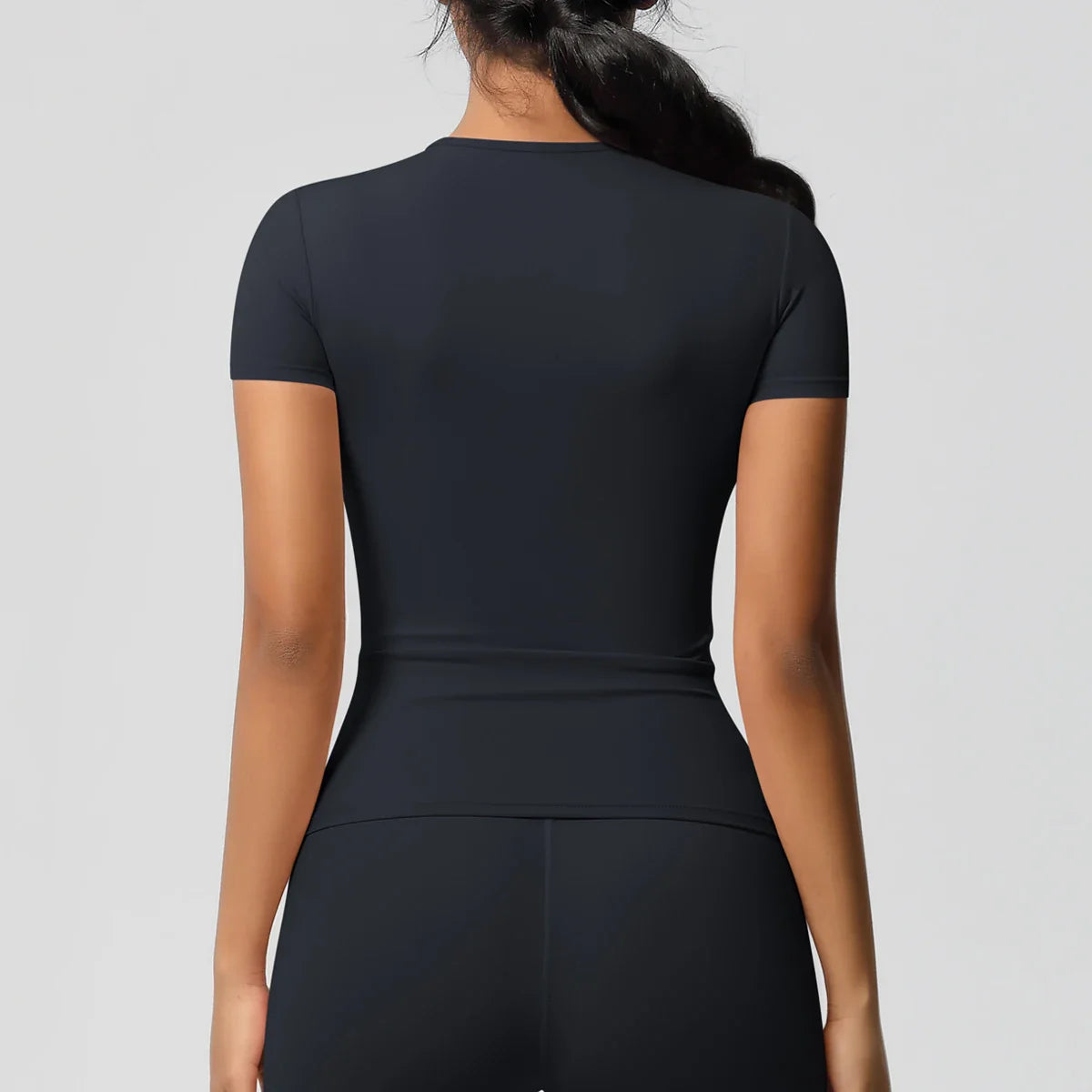 Women Running Sports T Shirt Summer Short Sleeve Breathable Stretchy Round Neck Gym Yoga Slim Fitness Active Top